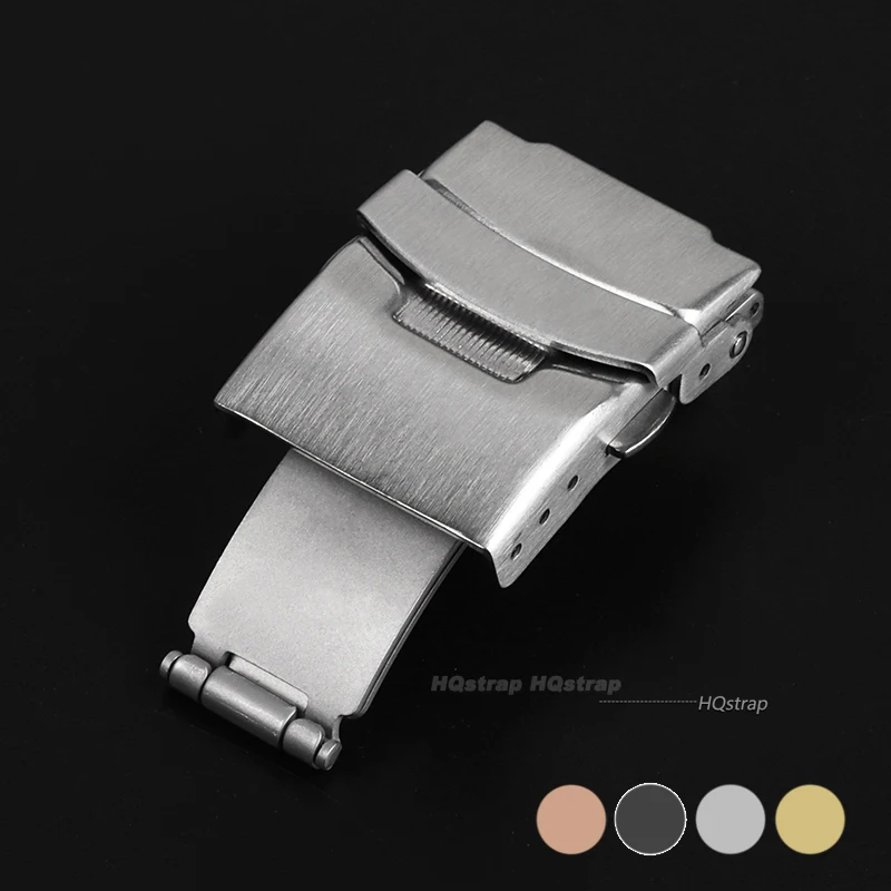 High Quality Watch Buckle 16mm 18mm 20mm 22mm 24mm Fold Safety Clasp Double Press Buckle Stainless Steel Deployment Clasp