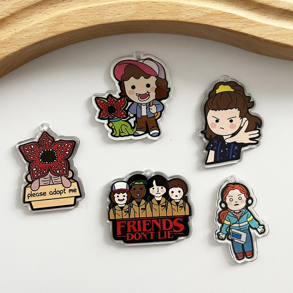 5PCS/Set King Demogorgon Cannibal Flower Acrylic Accessories Charms - Cute Horror Pendant for DIY Jewelry Making view 3
