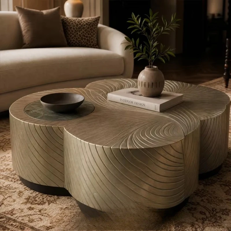 Modern style inlaid stone surface living room center irregular texture coffee table