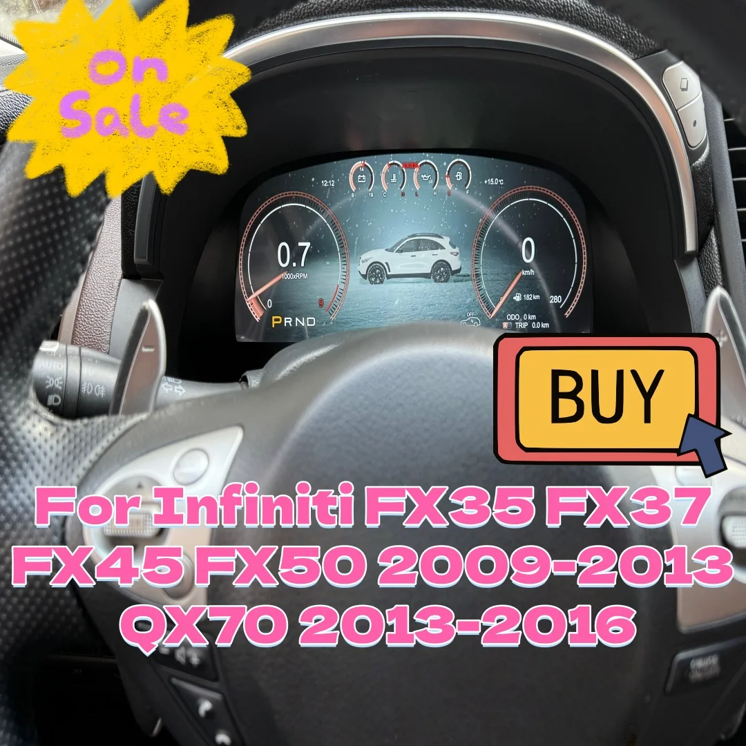 

12,3 ЖК-цифровая приборная панель для Infiniti FX35 FX37 FX45 FX50 2009-2013 QX70 2013-2016 Virtual Cockpit Auto Instrument