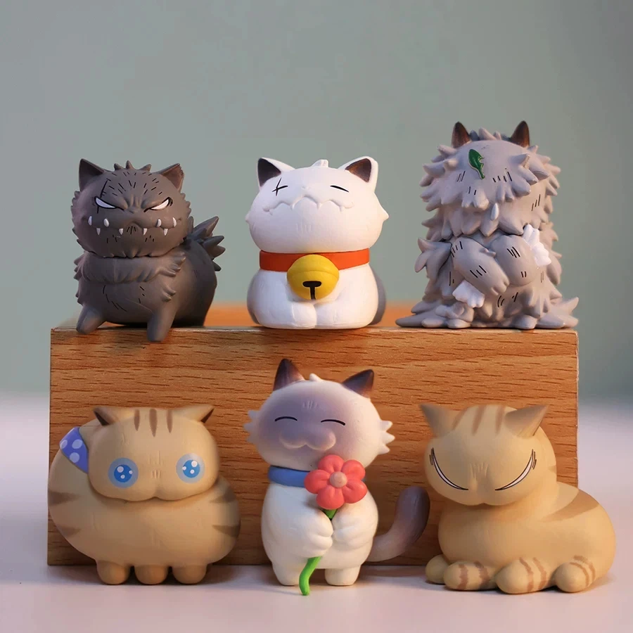 Auf Lager: Katzen-Serie – 6 Stile Blind Box – Süße Katzen-Tierfigur aus PVC, Mini-Puppe, Desktop-Ornament, Sammlerstück, Trendspielzeug, Fan-Geschenke