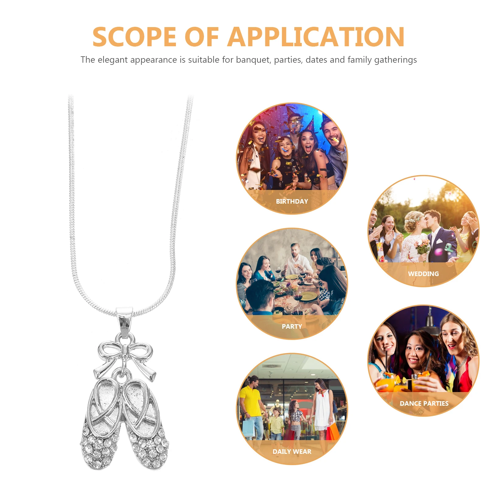 

Ballet Shoes Jewelry for Teens Charm Pendant Necklace Crystal Rhinestones Fashion Trendy Chain