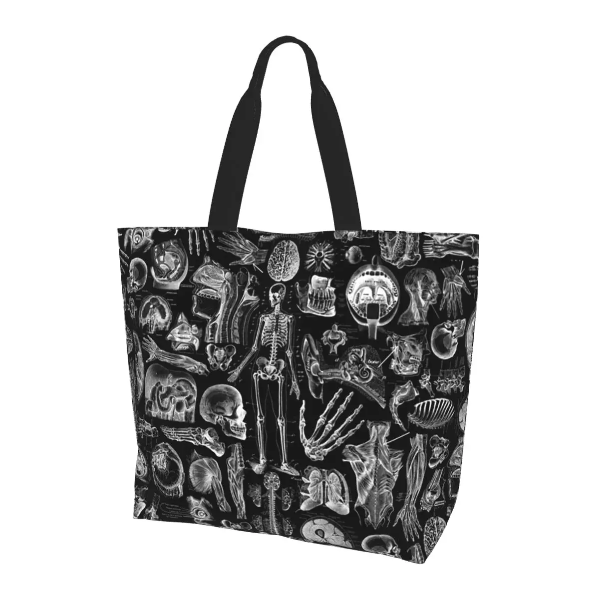 

Human Anatomy Black Print Shopping Tote Bag Canvas Large Capacity Shoulder Bags Shopper Grocery Handbag for Women