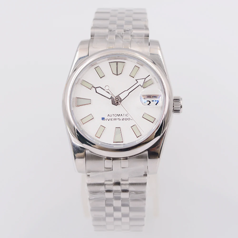 Автоматические мужские часы с логотипом 36 мм/39 мм 10 АТМ NH35, сапфировое стекло, зеленый светящийся циферблат