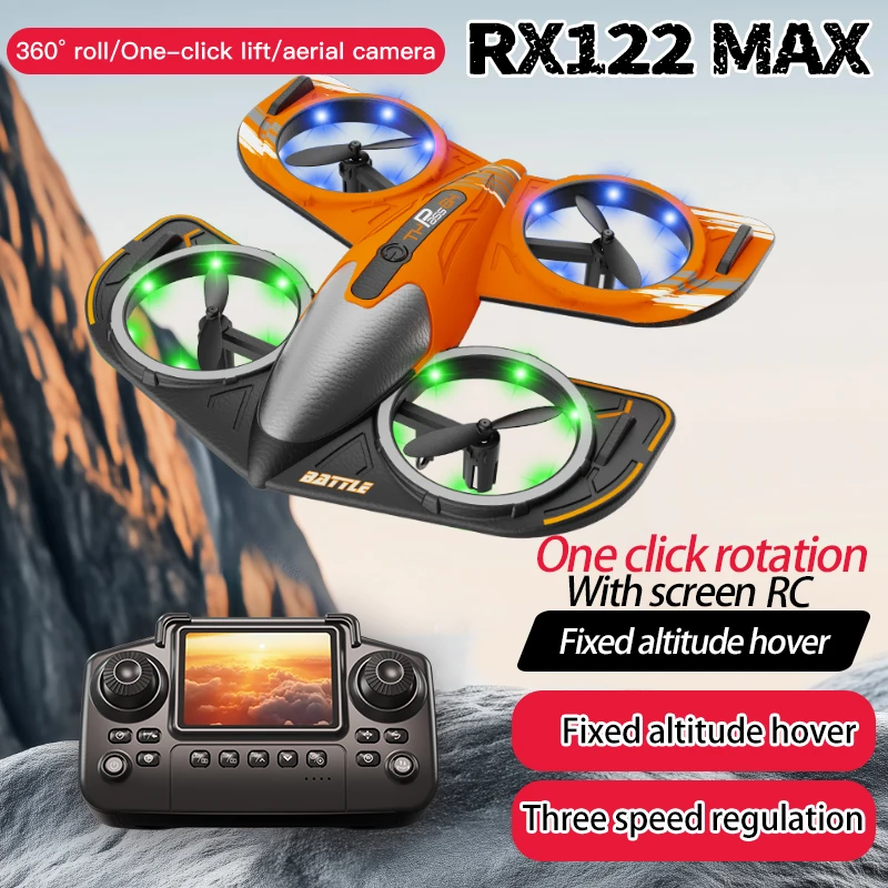 

2025 НОВЫЙ Дрон RX122 HD-камера с тремя скоростями, воздушный безголовый режим, фотография с экраном, радиоуправляемый четырехосный дрон, игрушки