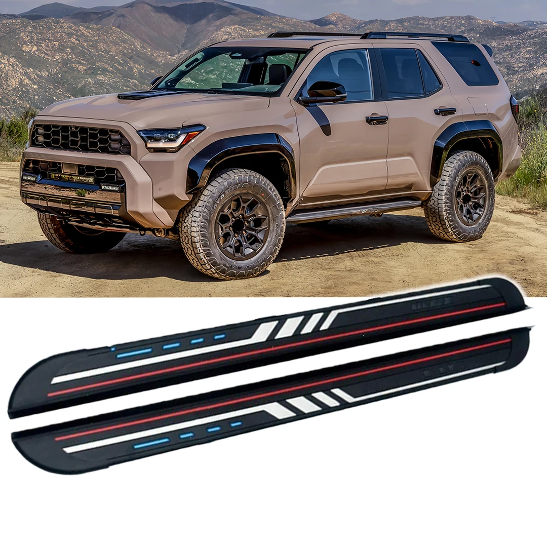2Pcs Black Aluminum Runnings Boards Textured Anti-Slip Surface Fits for Toyota 4Runner N500 2025 2026 Nerf Bars Fixed Door