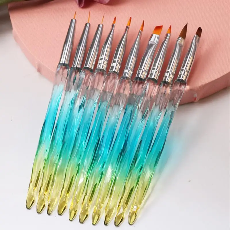 

Various Nail Art Brush Set Manicure Acrylic UV Gel Liner Painting Hooking Flowers Pen Embossing Stylus Dotting Tools 10PCS