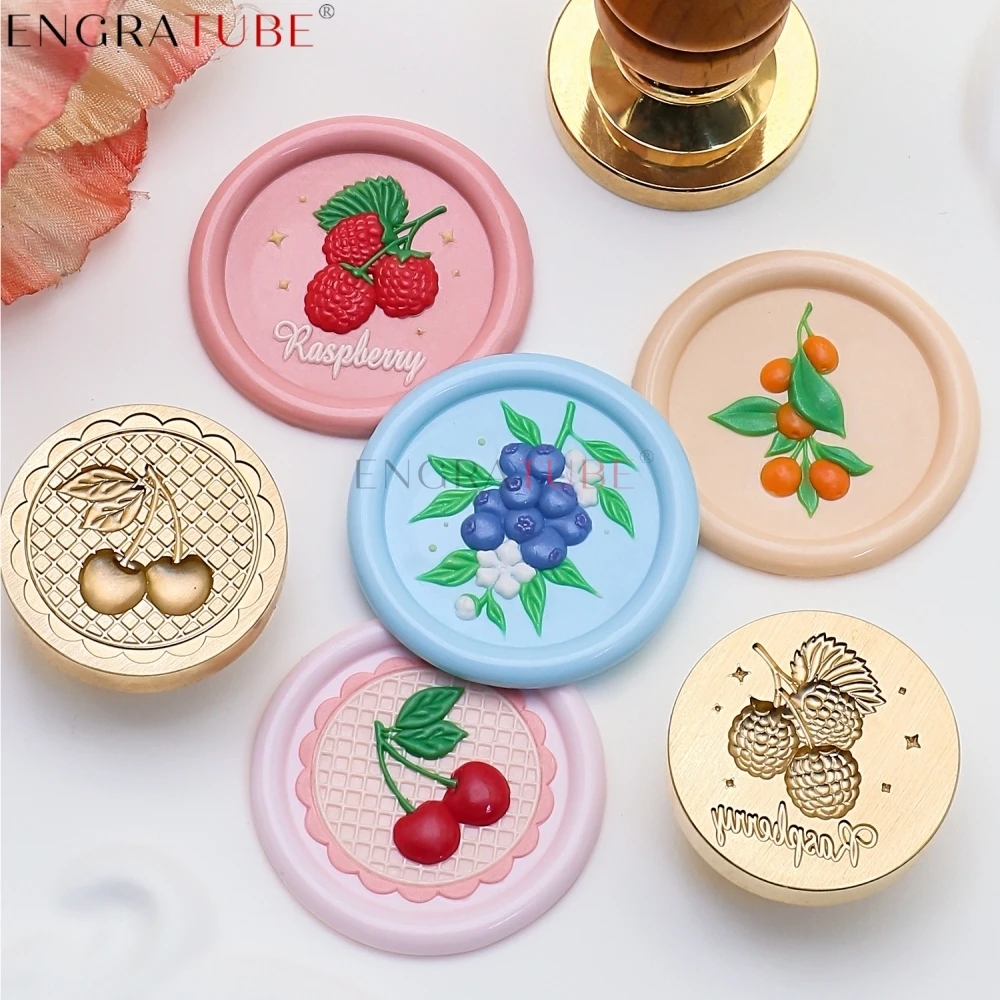 3D Relief Sealing Wax Stamp Frosted Lotus Iris Calla Lily Hazelnut Blueberry DIY Envelope Wedding Invitation Gift Scrapbooking