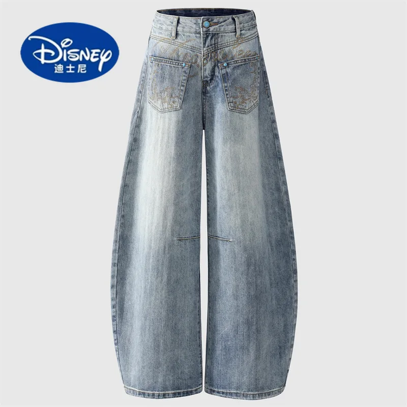

Disney American High-Street Washed Jeans: Unisex Deconstructed Embroidery Loose Floor-Dragging Pants, Autumn Winter New