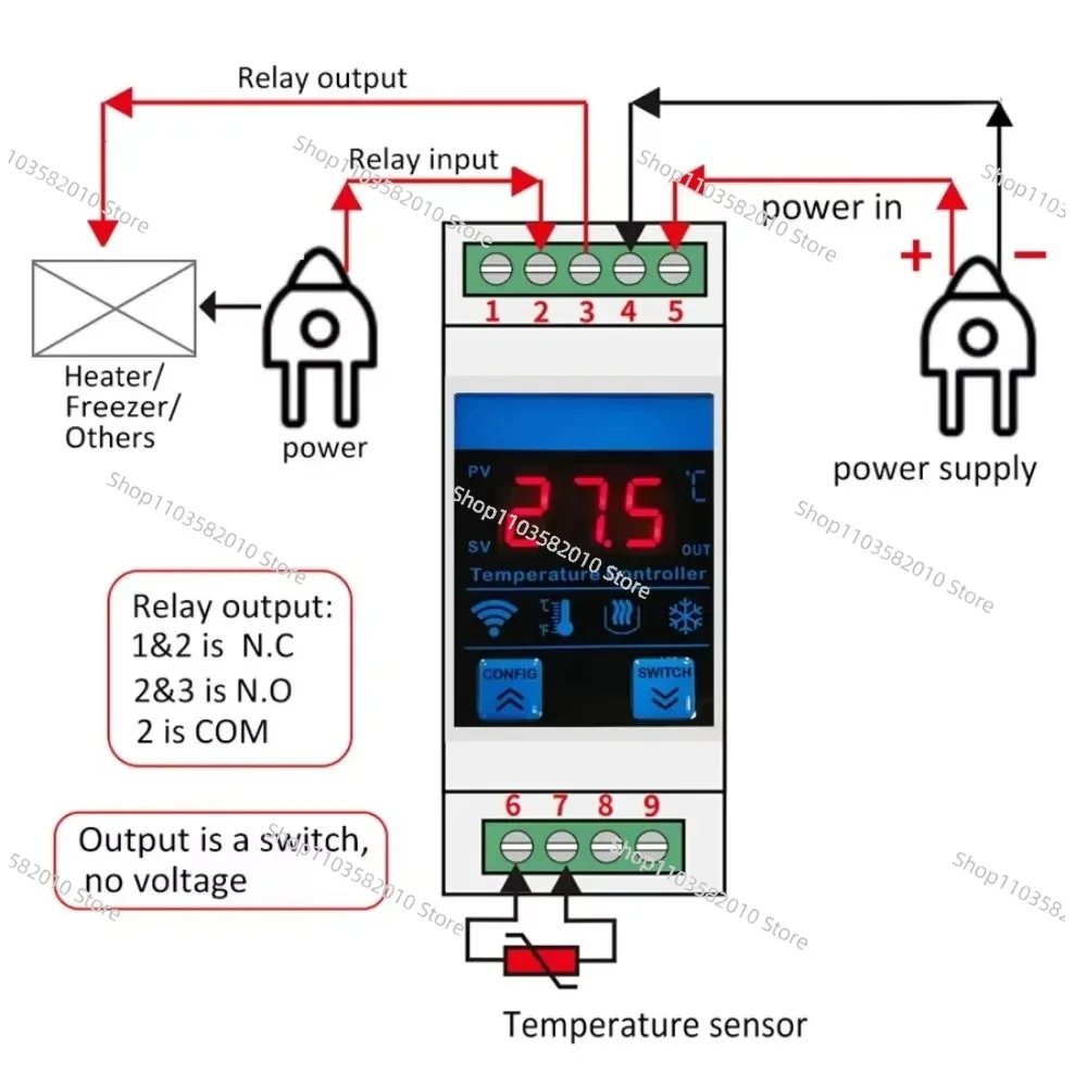 WIFI Temperature Sensor Thermometer Controller Freezer Refrigerator Aquarium Thermostat Smart Living with Relay Control