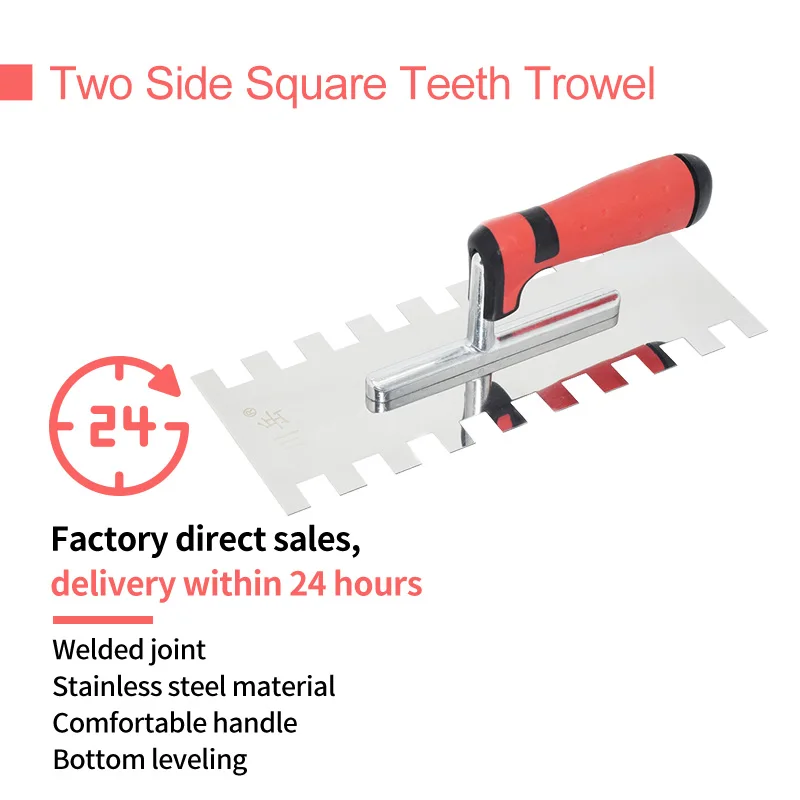 Imagem -06 - Plastic Handle Bricklaying Espátula Quadrada para Construção Ferramenta de Parede Profissional Lâmina de Aço Inoxidável Entalhado 15x17 mm