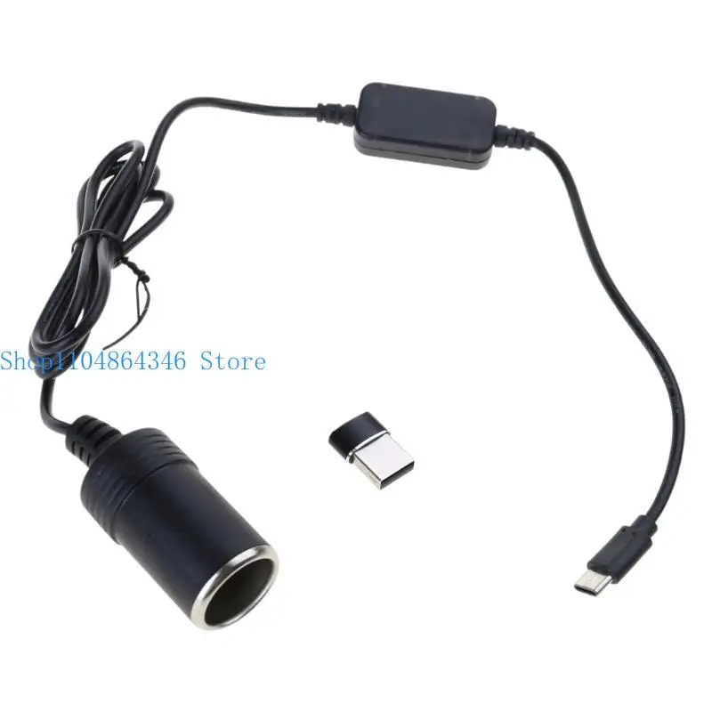 652F Type C 5V to Cigarettes Female Socket 12V Cable with USB Adapter