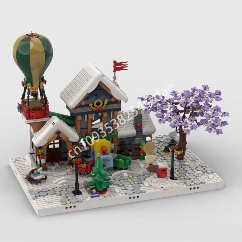 

676pcs MOC Winter Village Display Set Santa S Post Model Building Blocks Christmas Gift Construction Toys DIY Idea Brick Kids