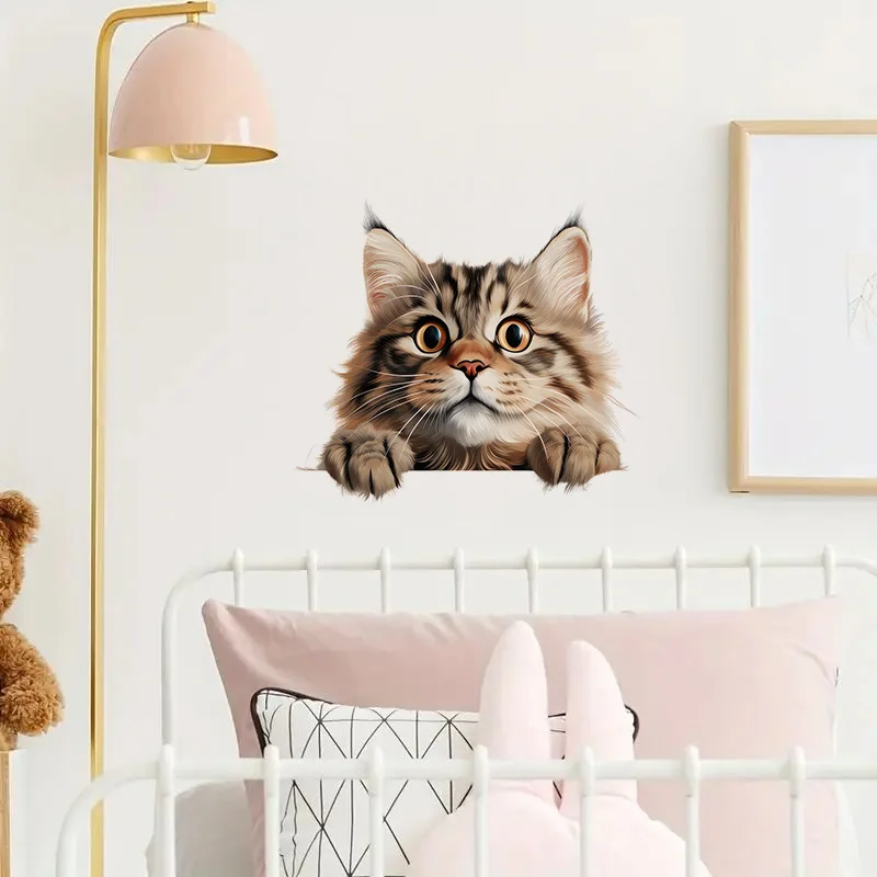 

C1323# Siberian Cat Wall Decal Reusable Sticker for Living Room Aesthetic Room Decoration Easy to Beautify Your Home