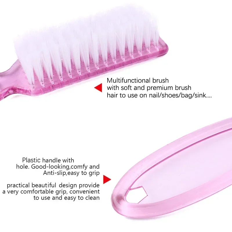 Multifunctional Nail Brush Cleaning Brushes Cleaner Scrubbing Pedicure Toes Manicure 1pcs Plastic Transparent Handle Grip Brush