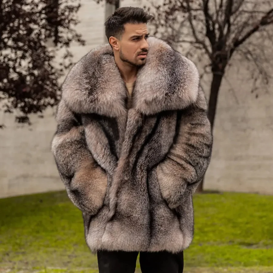 

Real Fur Coats Mens Fox Fur Coat Luxury Winter Men's Coat Full Skin Natural Fox Fur Bomber Jackets