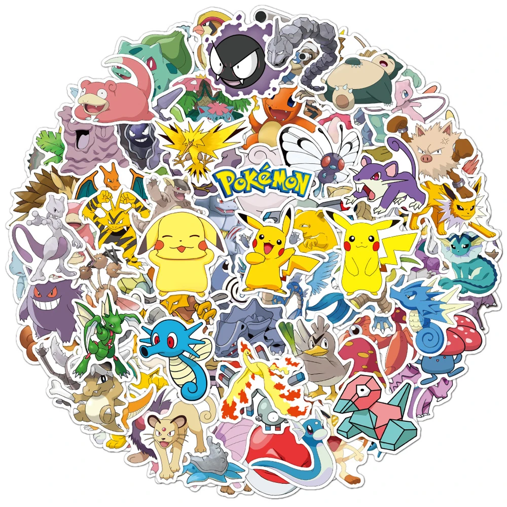 

10/30/50/100pcs Japan Anime Pokemon Stickers Pikachu for Toys Gift Phone Skateboard Laptop Helmet Car Graffiti Cartoon Sticker