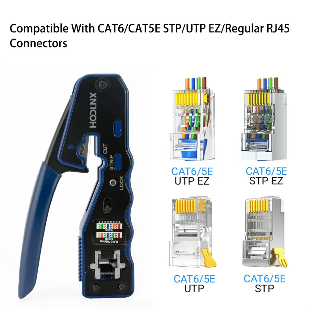 Hoolnx RJ45 Krimptang Passeren Rj45 Crimper Wire Stripper Cutter Voor CAT6 CAT5E 8P8C Pass Thru RJ45 Modulaire Connector