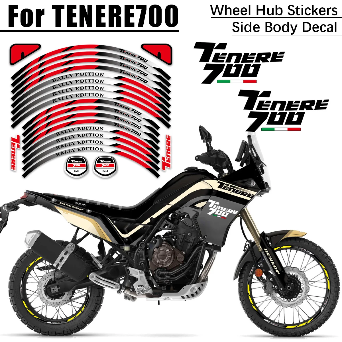 

For TENERE 700 Tenere700 Reflective Motorcycle Wheel Hub Stickers Moto Rim Stripe Tape Decals Accessories