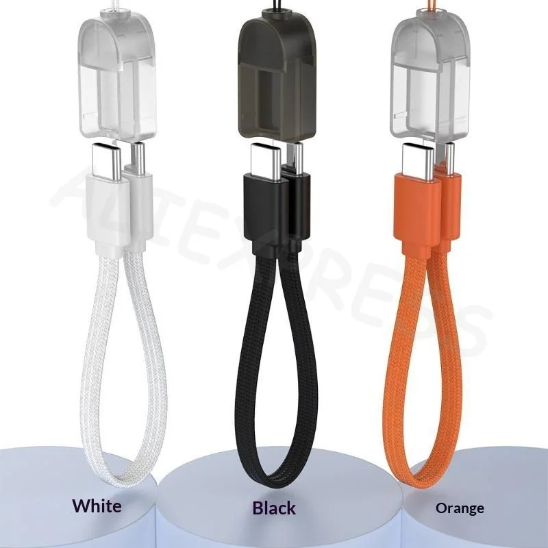60W PD Type C Fast Charging Short Cable Multifunctional Portable Data Transfer Cord for All Type C Device Travel Use