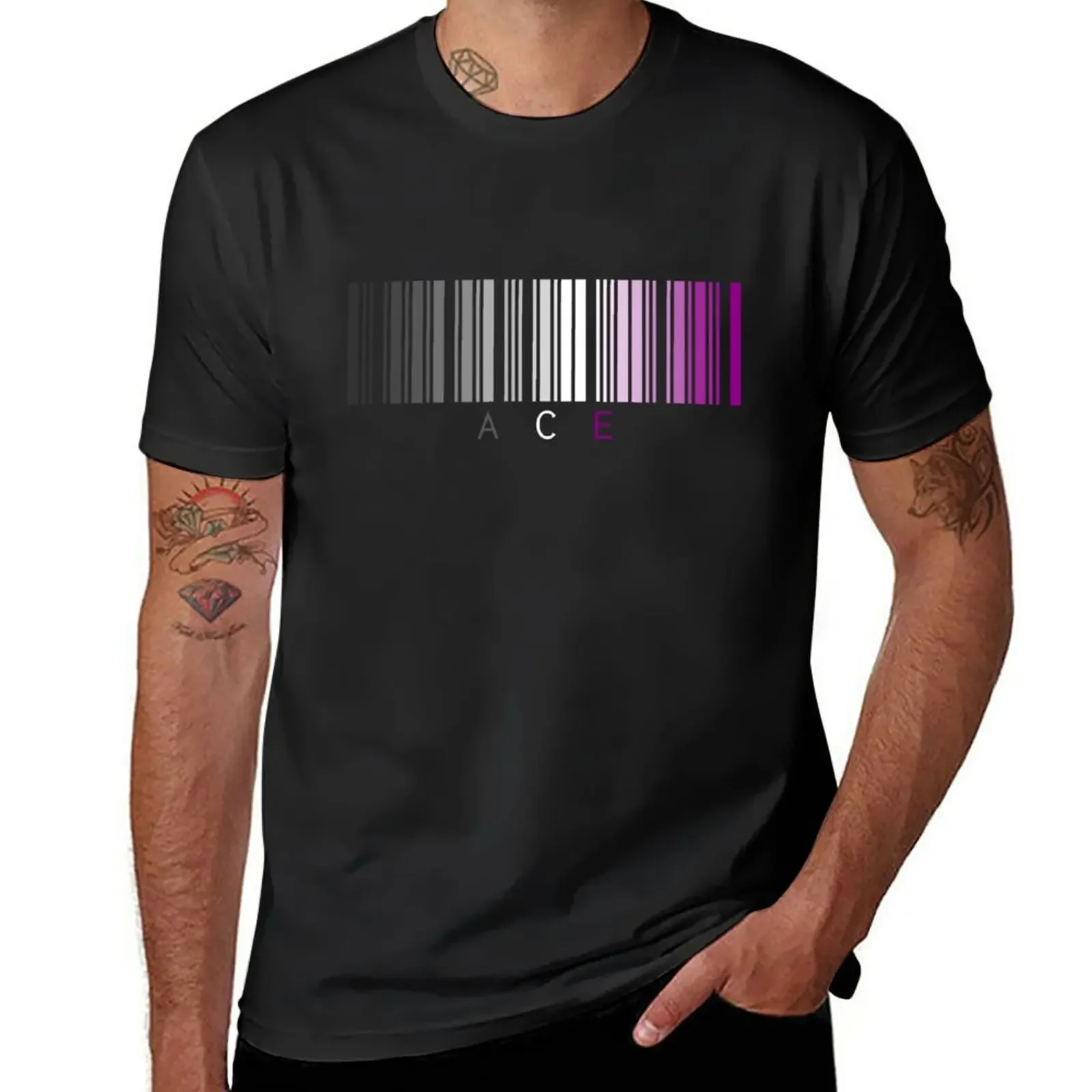 New Asexual Pride Unique Barcode T-Shirt tops heavyweight t shirts mens vintage t shirts
