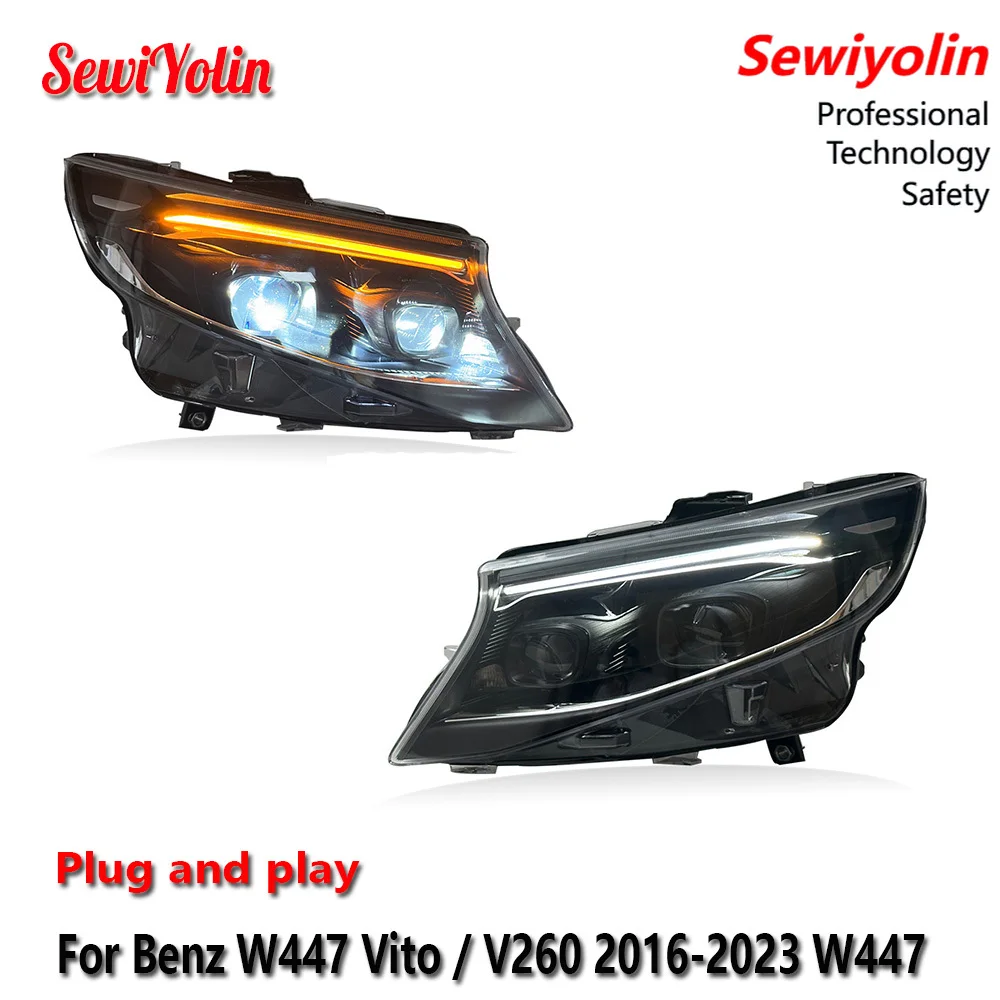 

Car Accessories led Headlights Lamps For Benz Vito / V260 W447 V-Class 2016-2023 LED Auto Headlight Assembly Plug and Play