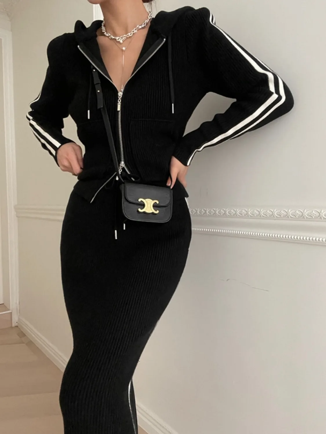 Faionable Thiened Set con cappuccio Dr Commute Sle Pure E-commerce S Altro materiale 00% Primavera Autunno Inverno Regular Le...