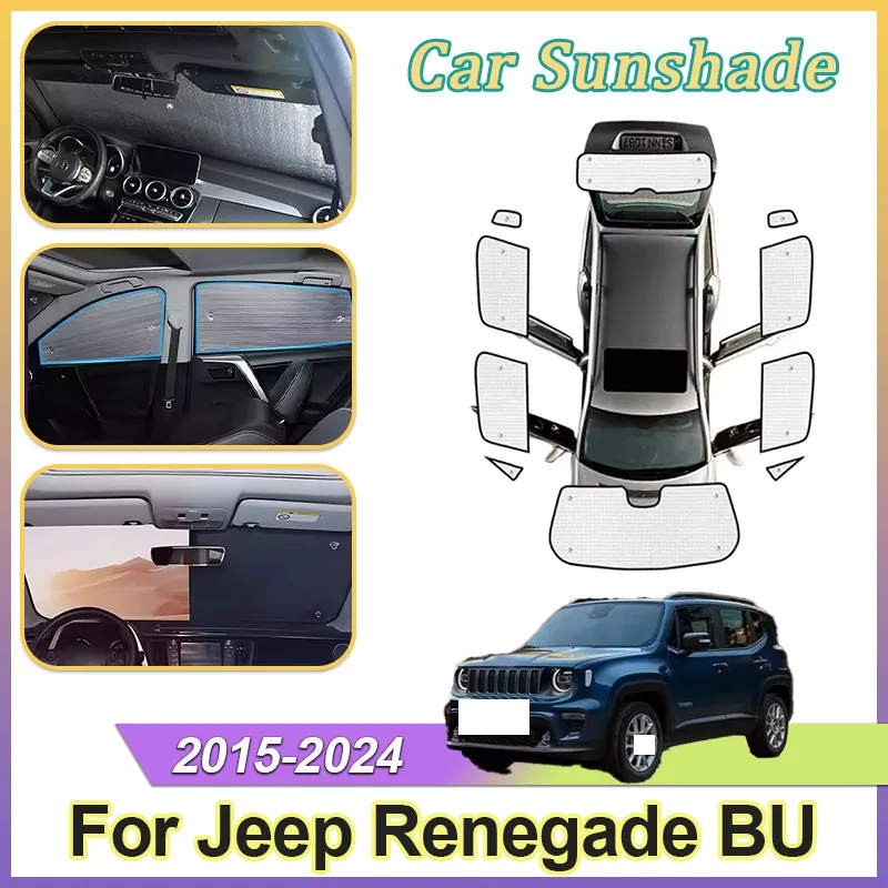 

For Jeep Renegade BU 2015~2024 2019 2021 Car Sunshades Windshield Anti-UV Visor Sun Blinds Cover Auto Interior Parts Accessories