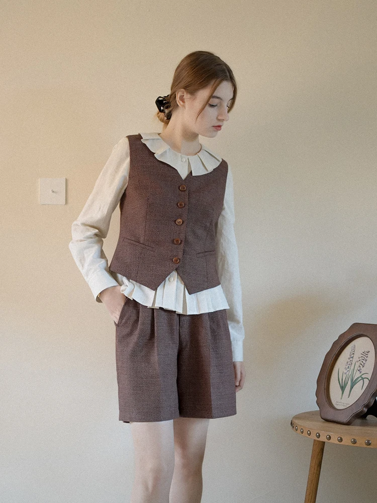 

MARCHNOON Premium Spun Full Wool Colored Weave Vest Set Layered Inner Wear Elastic High Waist Slimming Mid-Length Pants