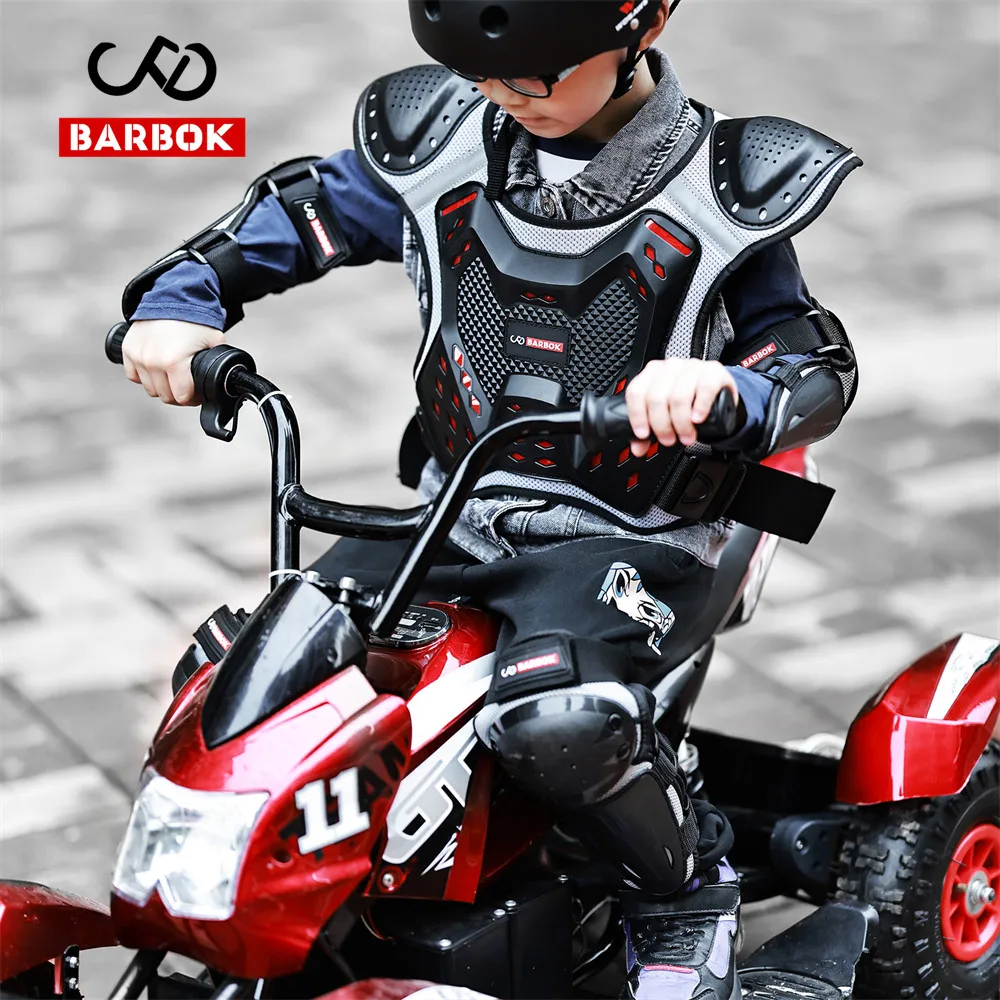 BARBOK Child Body Protector Motorcycle Waistcoat Armor Kids Motocross ATV Dirt Bike Chest Spine Knee Elbow Pad