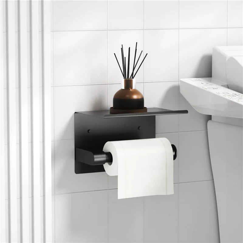 A98E-2X Toilettenpapierhalter, mattschwarzer Toilettenpapierhalter zur Wandmontage, Toilettenpapierrollenhalter, Papierhalter für Badezimmer
