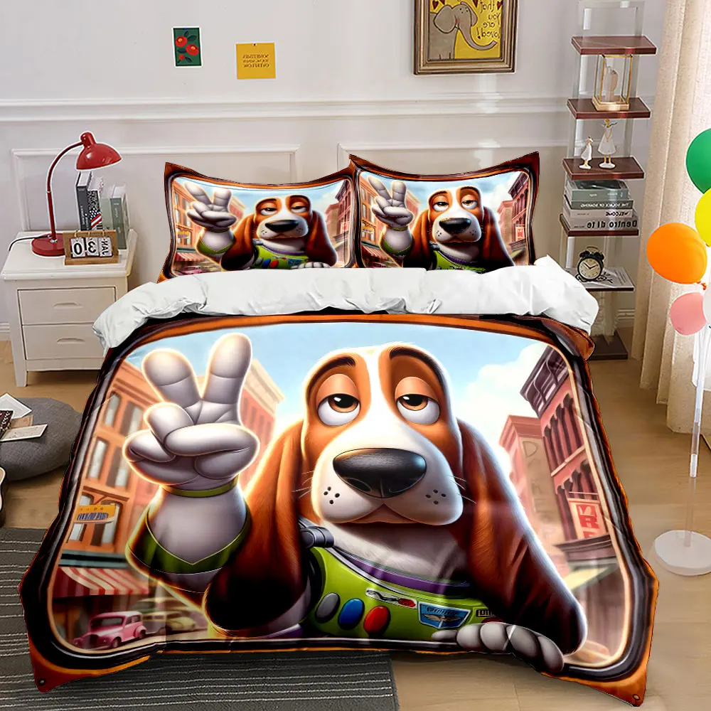 

Animated dog in spacesuit posing Pattern Duvet Cover Set Digital Print Colorful Polyester Bedding with Zipper Closur for gifts
