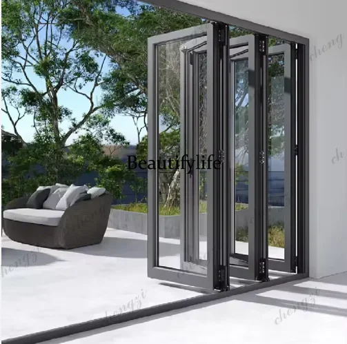 TTT Z183 Customization Sturdy Frame Aluminum Bi Folding Door Low-E Glass Thermal Break High Performance Exterior Folding Door