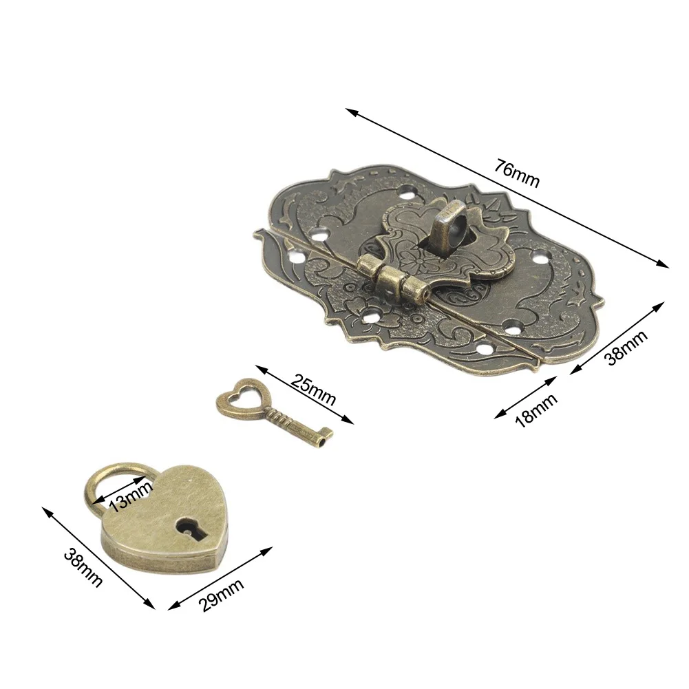 Secure Your For Furniture and Jewelry Boxes with Antique Zinc Alloy Padlock Featuring Hasp and Mounting Screws for Easy Setup