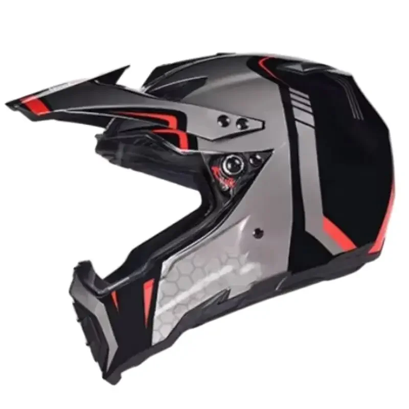 Professional Motocross Helmet, Red and Gray, Off Road, ATV, Cross, MTB, Dh Racing, Motorcycle, Dirt Bike, White, CE, DOT
