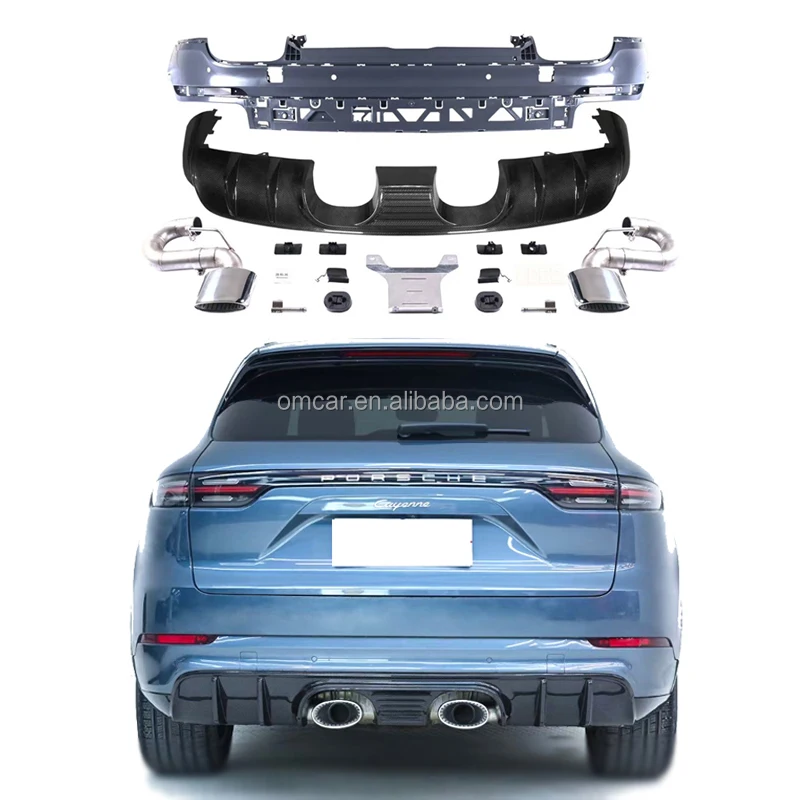 

Upgrade to Cayenne Car Turbo GT Body Kit Dry Carbon Fiber Rear Bumper Lip Diffuser Tailpipe for Porsches Cayenne 9Y0 2018- up