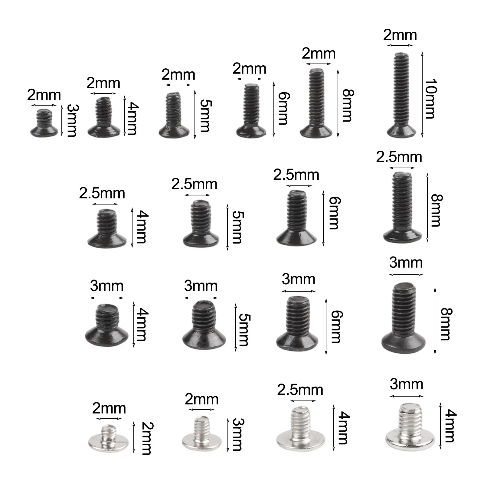 Laptop Screw Collection 360PCS with M2 M2.5 For M3 Countersunk Types for Reliable Fastening of Laptop Speaker and Webcam Modules