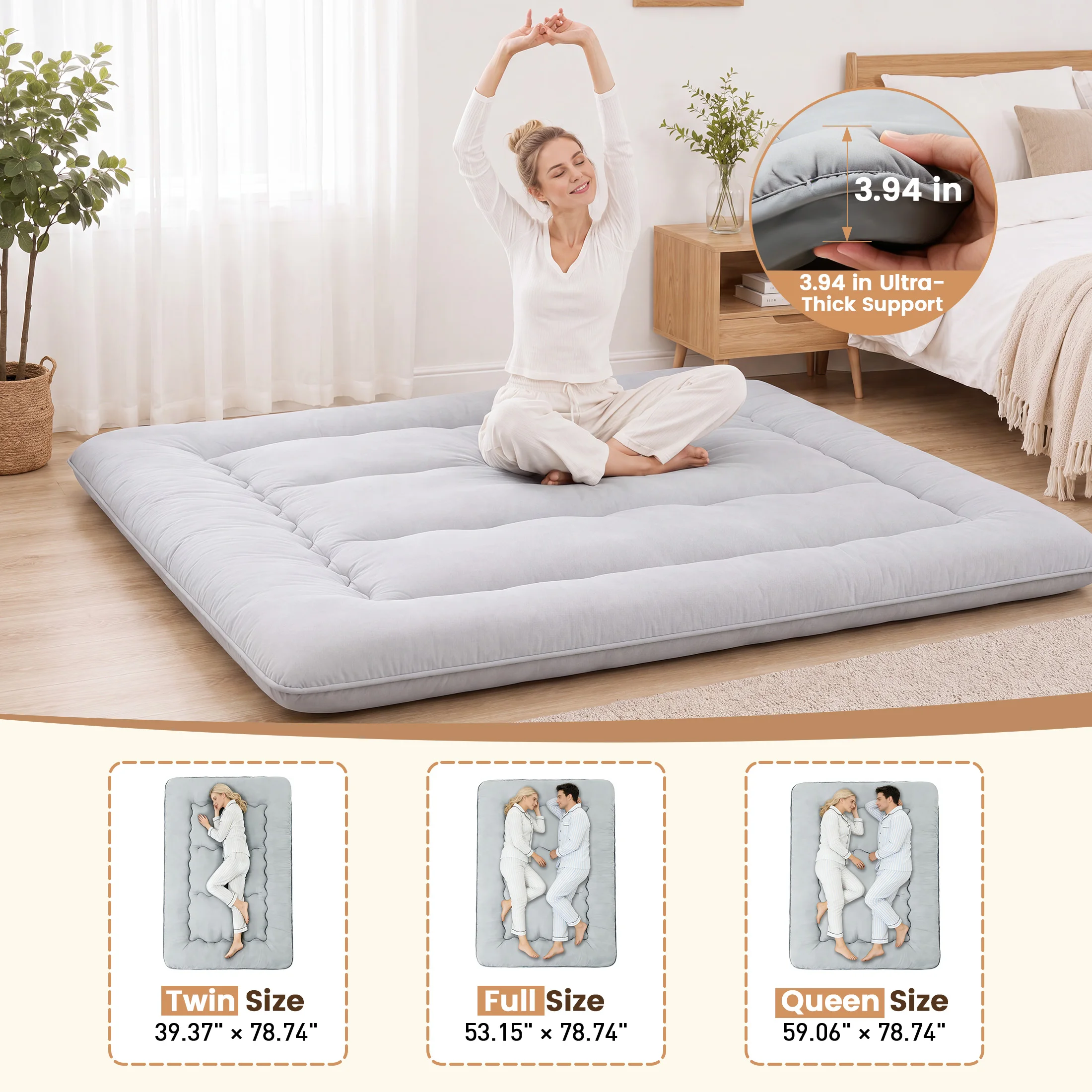MCQ Foldable Tatami Floor Mattress Futon Mattress with Removable Washable Cover Soft Bed Topper Home Bedroom Furniture Mattress - view 3