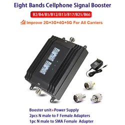 Amplificador amplificador de señal celular, LCD inteligente, aprobado por FCC, para todos los operadores en EE. UU. En la banda 2, 4, 5, 12, 13, 17, 25, 66, 3G, 4G,