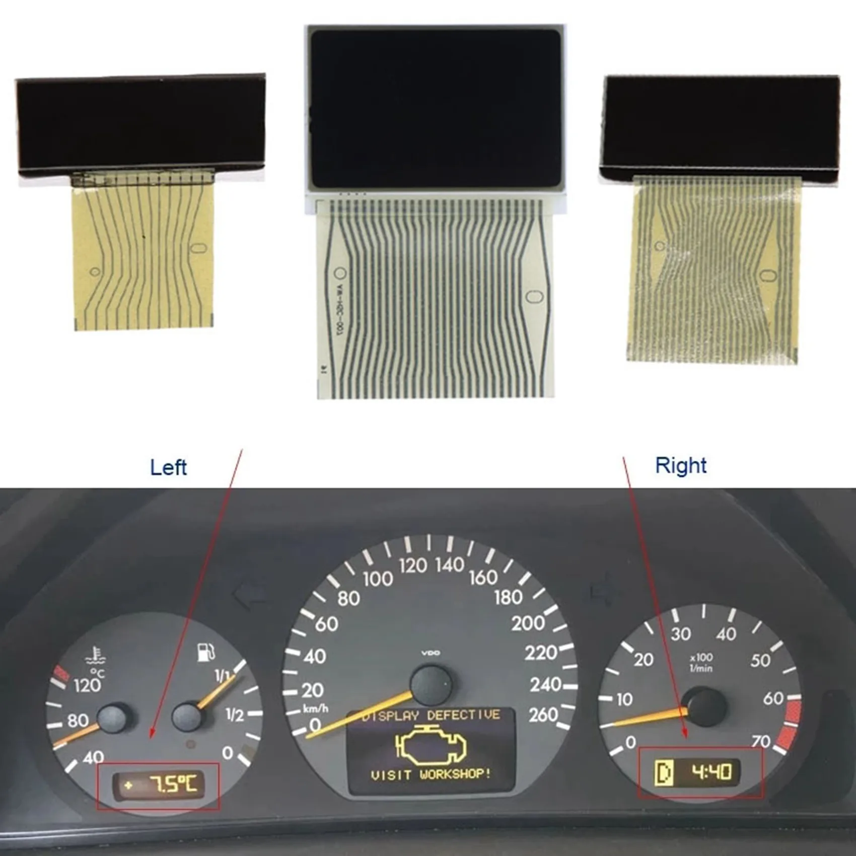 3Pcs Car LCD Screen Air-Con Information Display for Mercedes Benz E-Class W210 CLK-Class W208 SLK-Class R170 W202