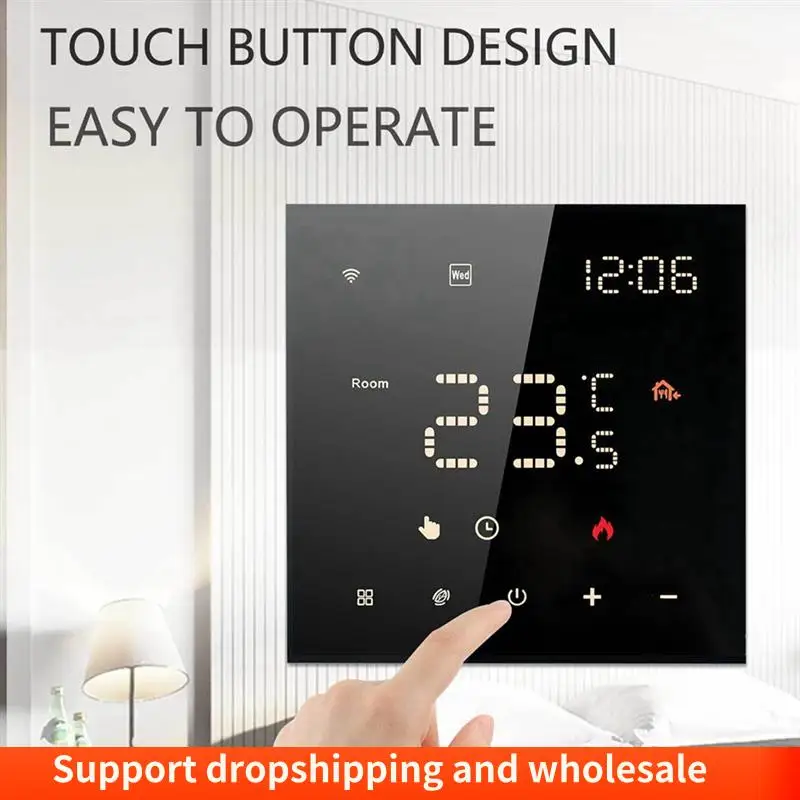 AA86 Tuya Wifi Termostato Intelligente Termostato per Riscaldamento a Pavimento Smart Home Termostato Intelligente Controllo Vocale Schermo a Colori Led Bianco