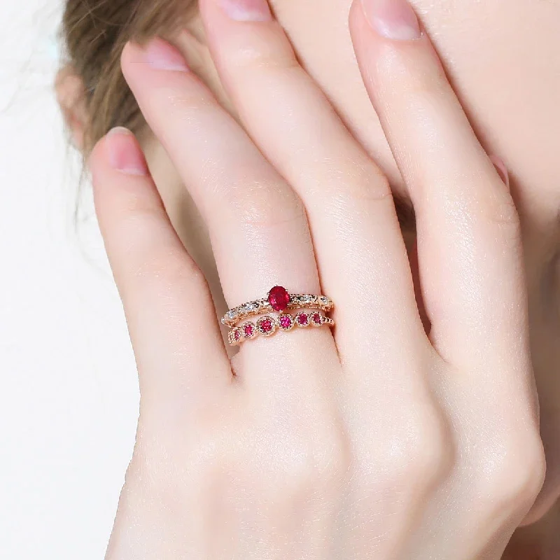 Natural ruby 18K Pure Gold 2025 New Hot Selling Top Ring Women Heart Shape Ring  For Ladies  Woman Genuine Jewelry