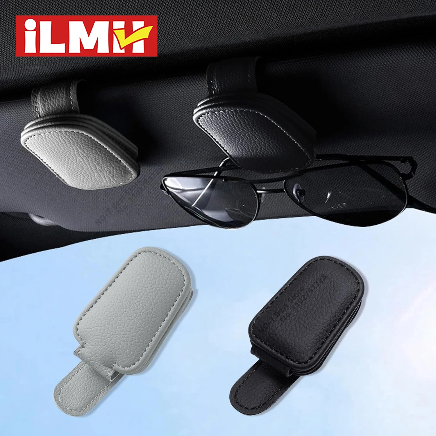 Sunglasses Holder Is Suitable for Car Sun shades Magnetic Leather Sunglasses Clip and Ticket Clip Car Sunshade Accessories