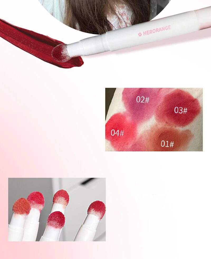 Lápiz labial líquido con aplicador de cojín, brillo de labios mate de terciopelo, hidratante, crema, rubor líquido suave, maquillaje multiusos