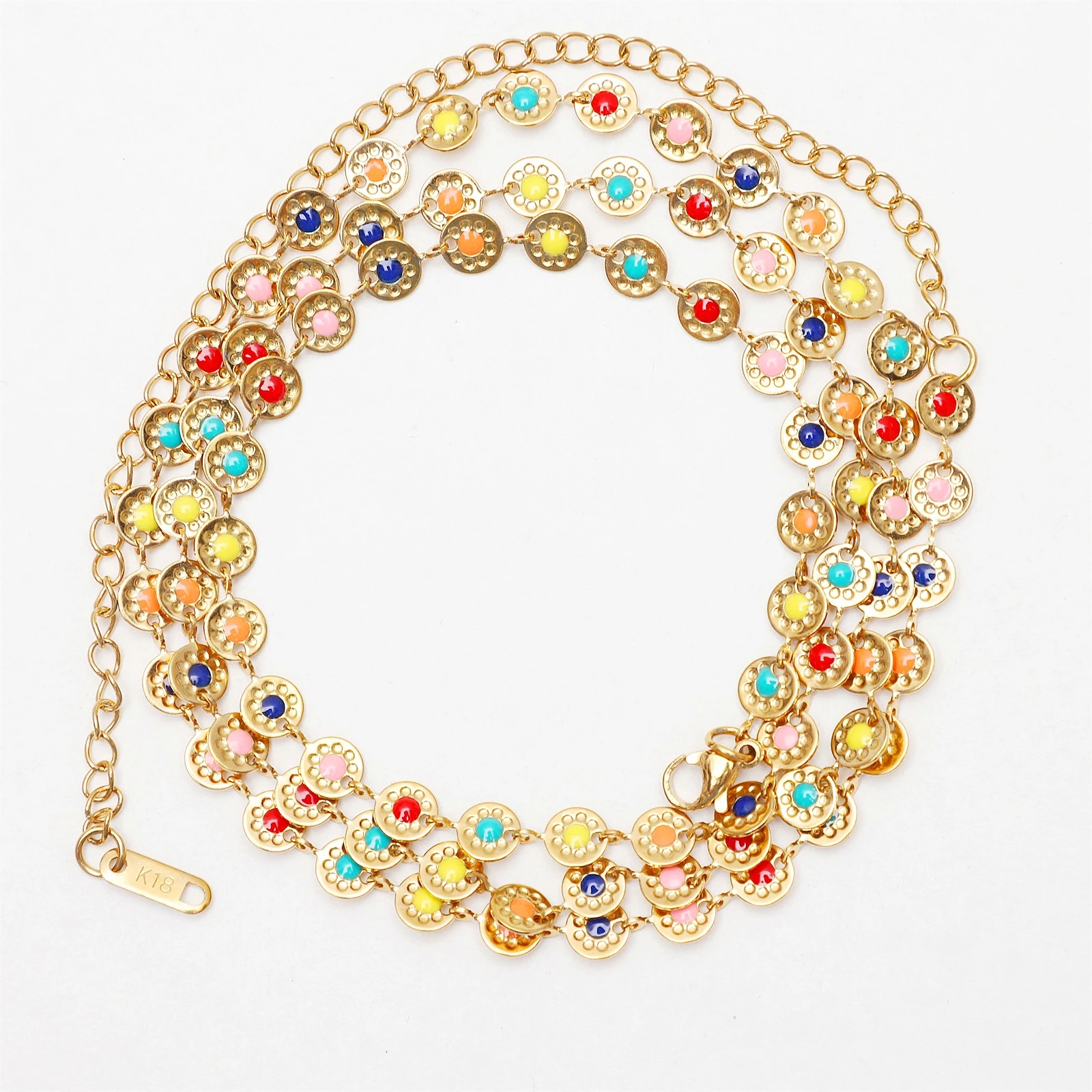 Bohomia Sun Disc Belly Chain Stainless Steel Enamel Colored Flower Waist Chain for Women Summer Beach Bikini Body Jewelry Gift