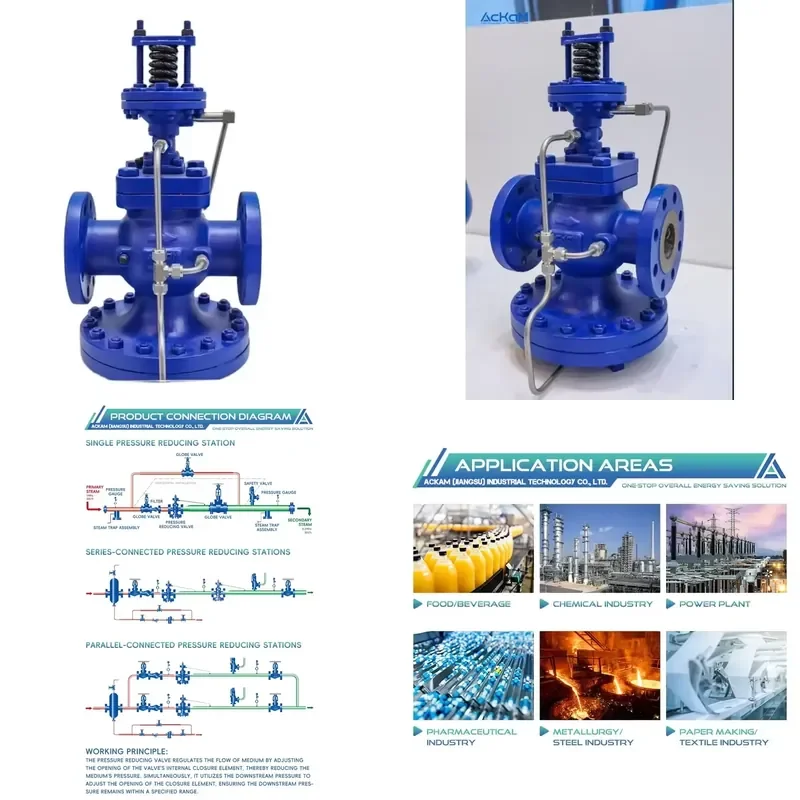 for High Temperature Steam Pilot Operated Pressure Reducing Valve Manual Power High Flow Stabilizing and Pressure Regulation