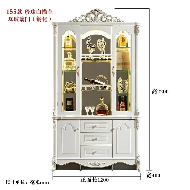 

European-style wall-facing home living room glass display decoration dining room with door locker