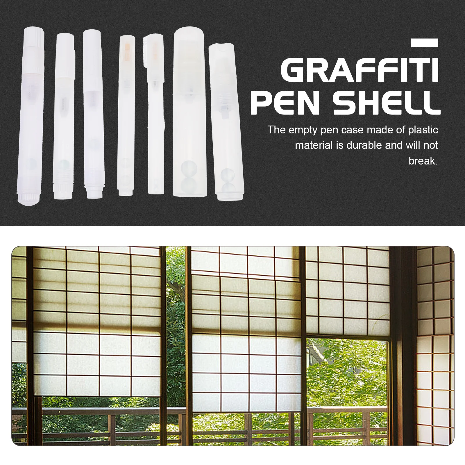 

7 шт., корпуса для ручек с краской для граффити, пластиковые прочные чехлы, портативный простой дизайн, пустые футляры для ручек, практичные аксессуары для письма