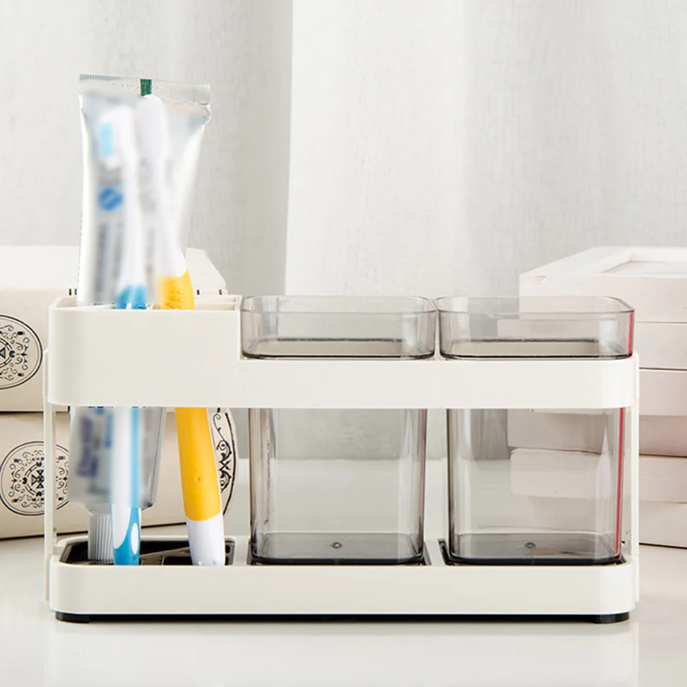 

Double Cup Plastic Washing Set Detachable Gargle Cup Toothbrush Holder Toothpaste Storage Rack Bathroom Accessories Space-Saving
