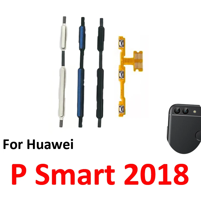 Phone Power Volume Button For Huawei P Smart 2018 New On Off Up Down External Key Internal Flex Cable Parts Black Blue Gold